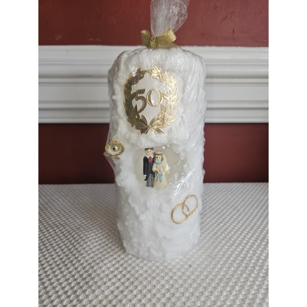 Vintage 50th Anniversary Wind-Up Music Box Candle Plays "Anniversary Waltz"